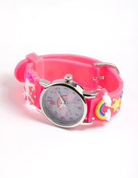 Kids Pink Band Silicone Watch - link has visual effect only