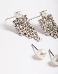 Silver Pearl Stud Mix Earrings Pack - link has visual effect only