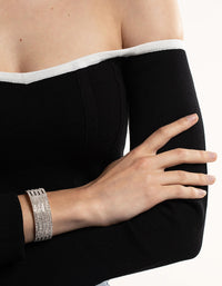 Silver Spiky 4 Row Diamante Cuff Bangle - link has visual effect only