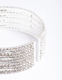 Silver Spiky 4 Row Diamante Cuff Bangle - link has visual effect only