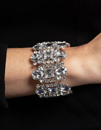 Silver Large Mix Stone Statement Bracelet - link has visual effect only