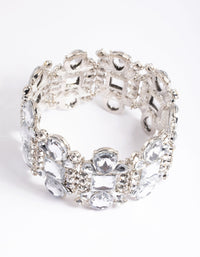 Silver Large Mix Stone Statement Bracelet - link has visual effect only