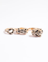 Gold Leopard Double Finger Ring - link has visual effect only