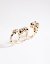 Gold Leopard Double Finger Ring - link has visual effect only