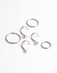 Titanium Cubic Zirconia & Oval Nose 6-Pack - link has visual effect only