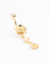 Gold PlatedTitanium Rose Drop Belly Ring - link has visual effect only