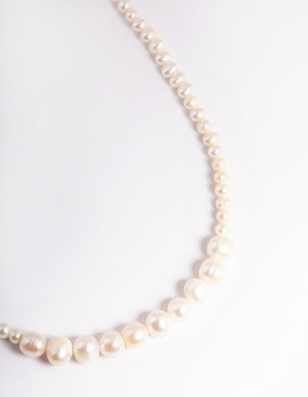 Gold Plated Gradual Freshwater Pearl Necklace