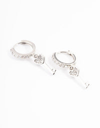 Silver Diamante Keys Huggie Earrings - link has visual effect only