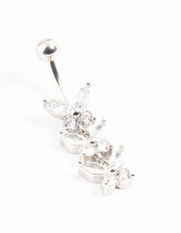 Surgical Steel Cubic Zirconia 3 Butterfly Belly Bar - link has visual effect only