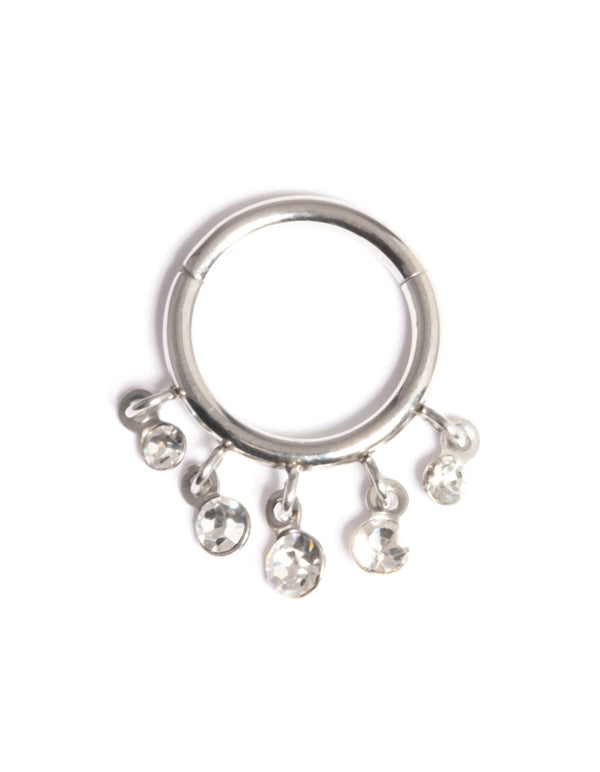 Surgical Steel Cubic Zirconia Charm Clicker