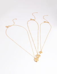 Worn Gold Mix Locket Triple Row Necklace - link has visual effect only