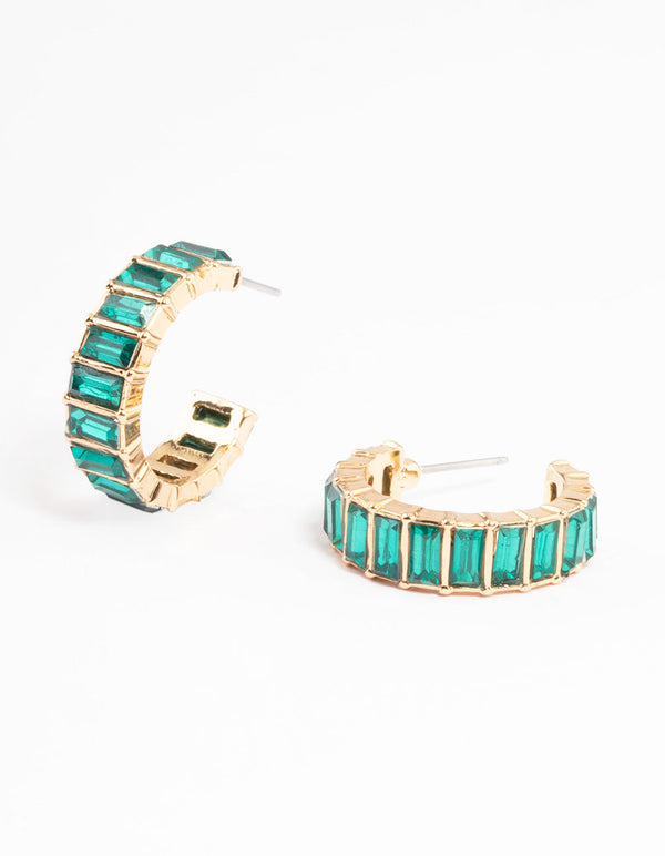 Gold Multi Baguette Huggie Earrings