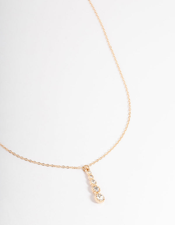 Gold Graduated Diamante Pendant Necklace