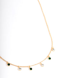 Gold Diamante Green Stone Droplet Necklace - link has visual effect only