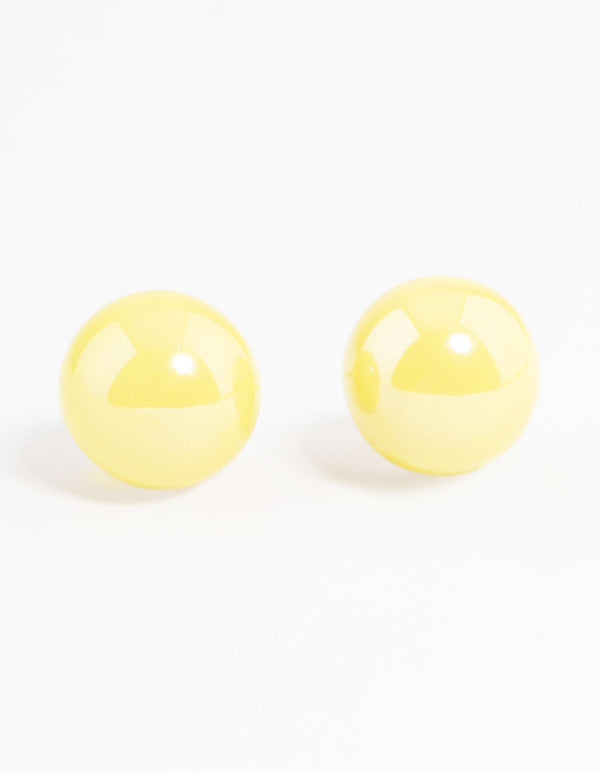 Yellow Shiny Ball Stud Earrings