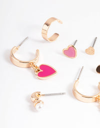 Gold Enamel Heart Stack Earrings - link has visual effect only