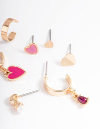 Gold Enamel Heart Stack Earrings - link has visual effect only