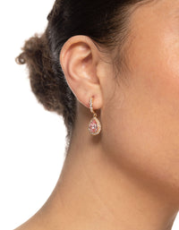 Gold Pink Oval Halo Earrings - link has visual effect only