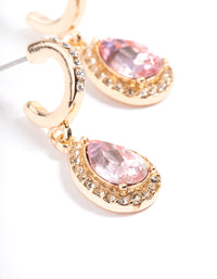 Gold Pink Oval Halo Earrings - link has visual effect only