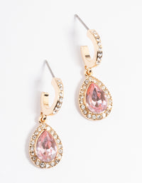 Gold Pink Oval Halo Earrings - link has visual effect only