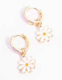 Lilac Enamel Daisy Huggie Earrings - link has visual effect only