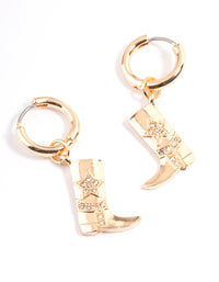 Gold Diamante Cowboy Boot Earrings - link has visual effect only