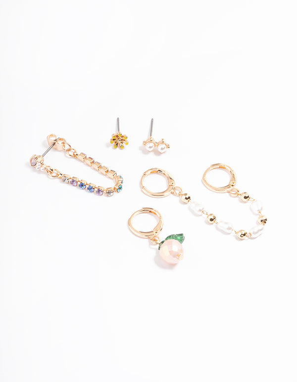 Gold Peach Pearl Earring Pack