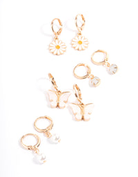 Gold Pretty Charm Pearl Earring 4-Pack - link has visual effect only