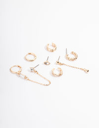 Gold Cuff & Drop Mixed Earring Pack - link has visual effect only