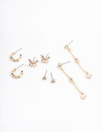 Gold Diamante Butterfly Mixed Earring Pack - link has visual effect only