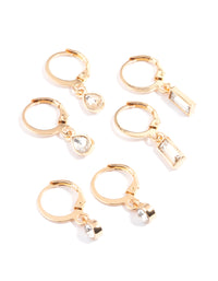 Gold Mixed Shape Huggie Earrings Pack - link has visual effect only