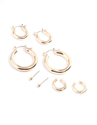 Gold Core Chunky Mix Earrings 4-Pack - link has visual effect only