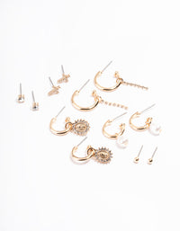 Gold Diamante Cross Mixed Stud & Earring Pack - link has visual effect only