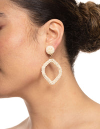 Gold Bead Diamond Drop Earrings - link has visual effect only