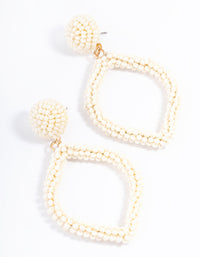 Gold Bead Diamond Drop Earrings - link has visual effect only