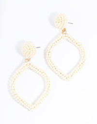 Gold Bead Diamond Drop Earrings - link has visual effect only