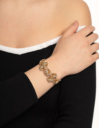 Gold Multi Flower Cupchain Cuff Bangle - link has visual effect only