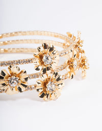 Gold Multi Flower Cupchain Cuff Bangle - link has visual effect only