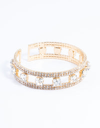 Gold Square Diamante Middle Cuff Bangle - link has visual effect only