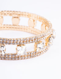 Gold Square Diamante Middle Cuff Bangle - link has visual effect only