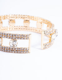 Gold Square Diamante Middle Cuff Bangle - link has visual effect only