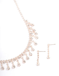 Rose Gold Fan Cupchain Drop Earrings & Necklace - link has visual effect only