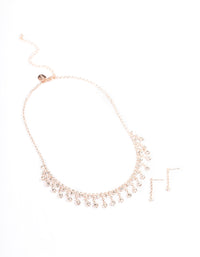 Rose Gold Fan Cupchain Drop Earrings & Necklace - link has visual effect only