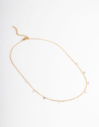 Gold Plated Stainless Steel Cubic Zirconia Drop Fine Chain Necklace - link has visual effect only