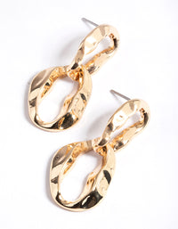 Gold Molten Oval Loop Drop Earrings - link has visual effect only