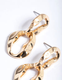 Gold Molten Oval Loop Drop Earrings - link has visual effect only