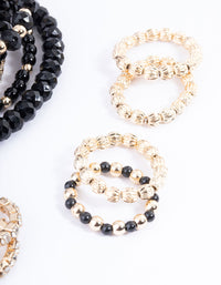 Black Mixed Bead Diamante Bracelet & Ring Set - link has visual effect only