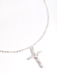 Silver Classic Diamante Cross Necklace - link has visual effect only