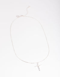 Silver Classic Diamante Cross Necklace - link has visual effect only