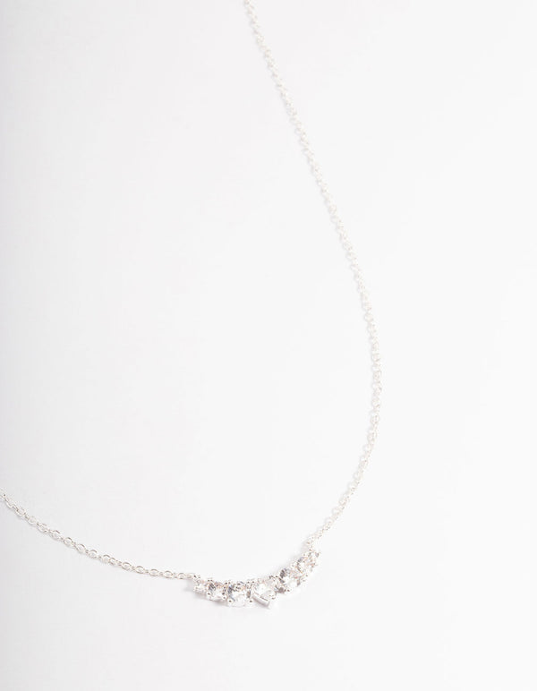 Silver Diamante Curve Bar Necklace